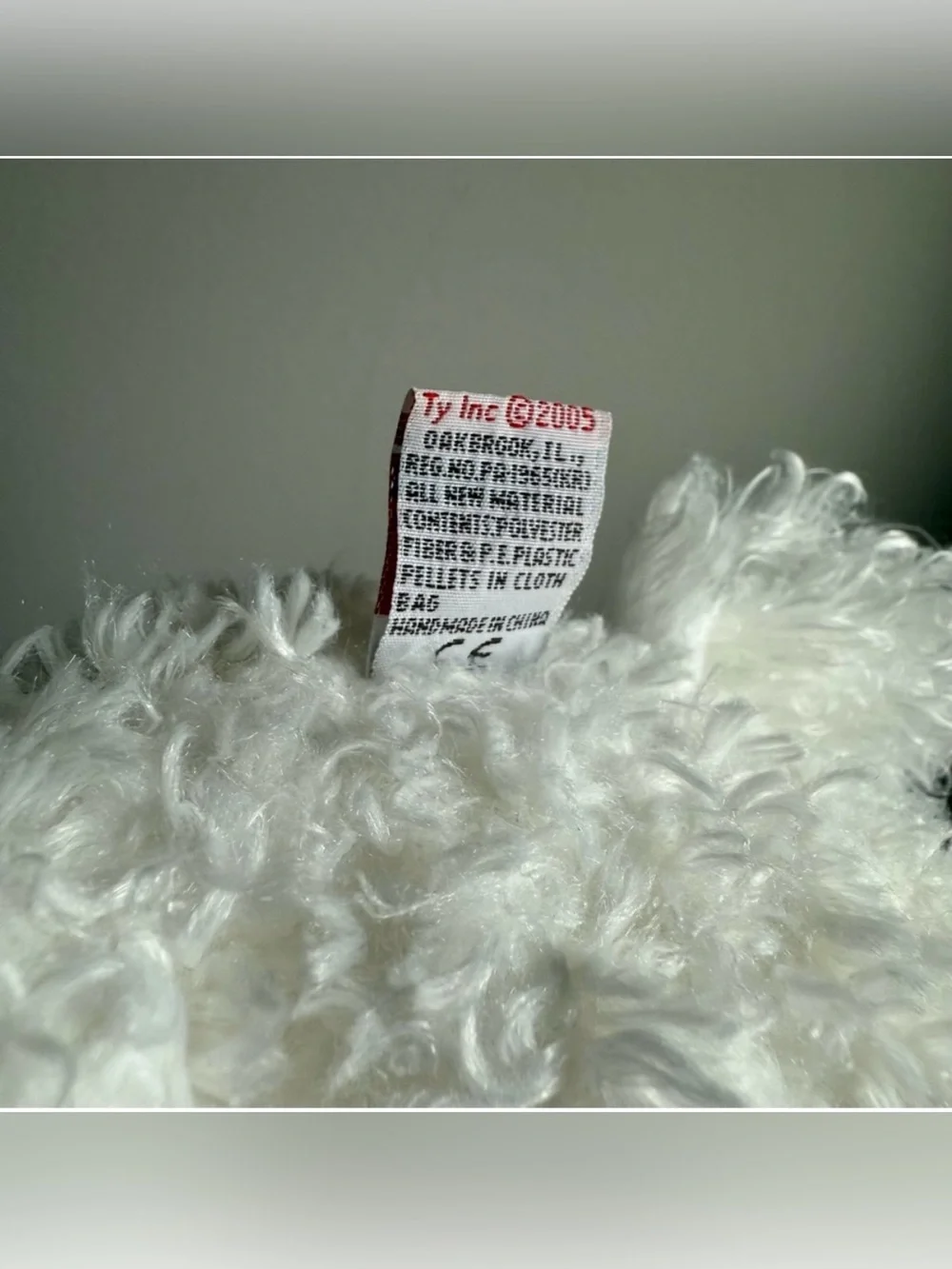 Ty Classic WILLOW Bishon Frise White Curly 10” Silk Plush w/ Brown Collar 2005